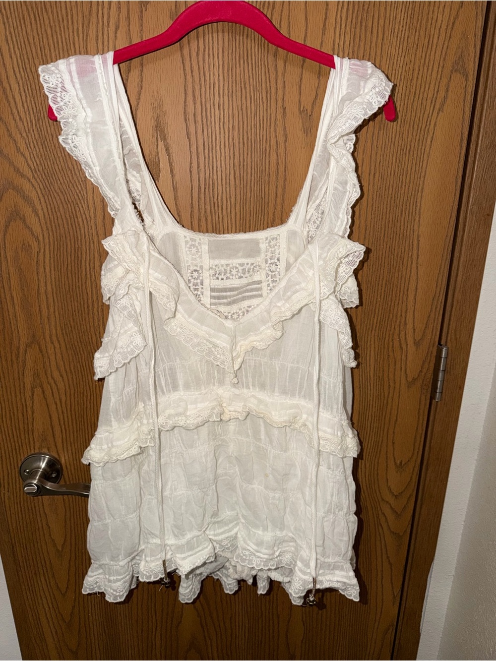 Free People White Tiered Lace Ruffle Sundress Size Large - Picture 3 of 6